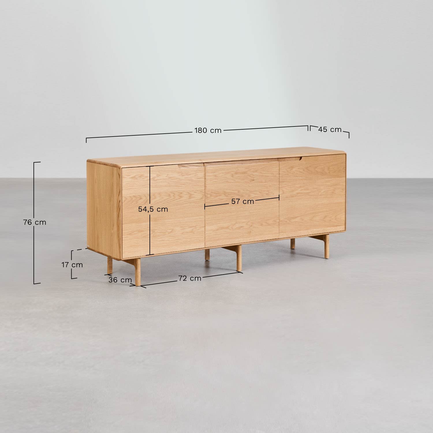 Buffet en bois de Trévise, mesures