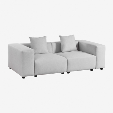Canapé Modulaire 2 Pièces (↔︎230 Cm) Avec Accoudoir Haut Bruna Tissu Gris Glacial - Sklum