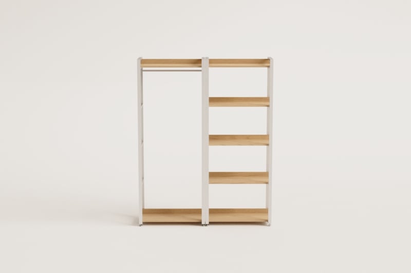 Armoire Modulable Ouverte 2 Pièces avec Portemanteau et Etagère en Acier et Bois Ariaster