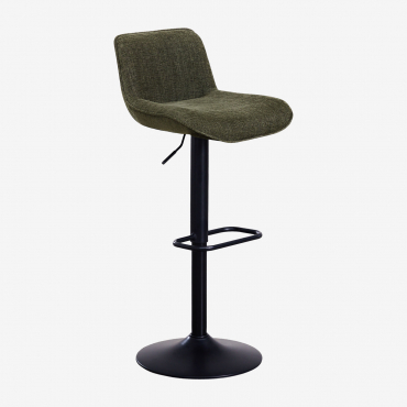 Tabouret Haut Réglable Avec Dossier En Métal Et Tissu Igarasi Noir - Verde Army - Sklum