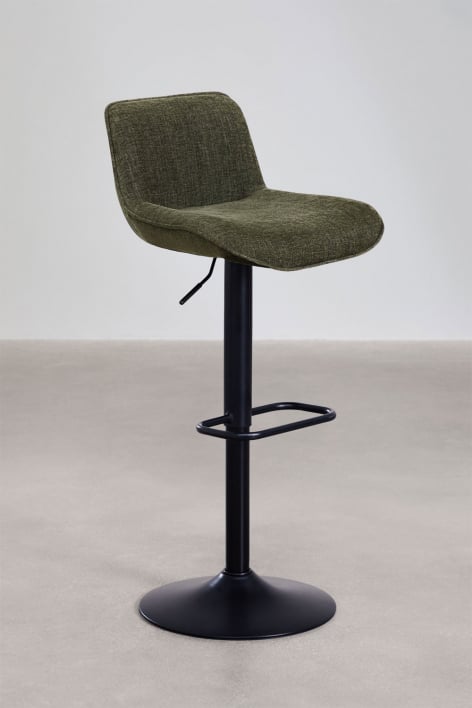 Lot de 2 tabourets hauts réglables avec dossier en tissu vert armée et pied noir Igarasi - Noir - Verde Army