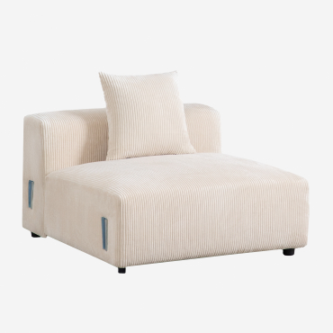 Module Central (105x113 Cm) Avec Coussin Pour Canapé Modulaire Bruna Velours Côtelé Beige Lin - Sklum