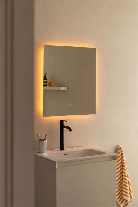 Miroir mural rectangulaire pour salle de bain avec lumière LED et anti-buée Riben