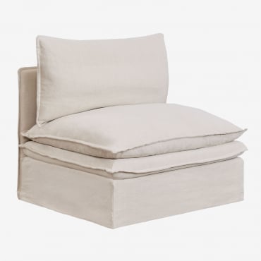 Module Central Pour Canapé Modulable En Lin Et Coton Grace Tissu Beige - Sklum