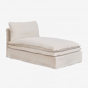 Module Méridienne Pour Canapé Modulable En Lin Et Coton Grace Tissu Beige - Sklum