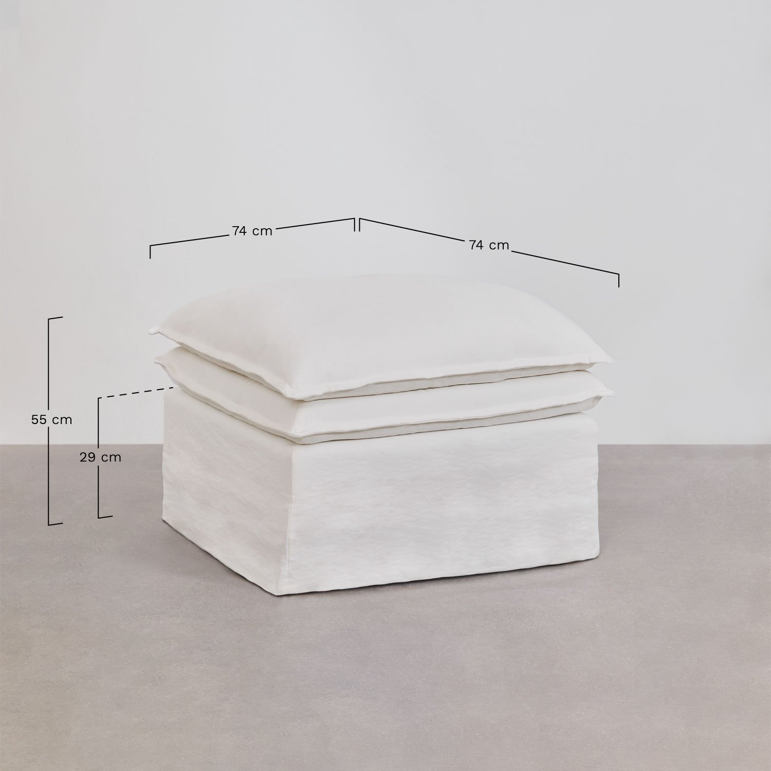 Pouf Grace en lin et coton, mesures