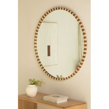 Miroir mural rond en chêne Ø110 cm Sapeira