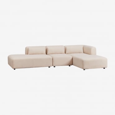 Canapé Modulaire Droit 3 Pièces Avec Méridienne Fogler Chenille Beige Crème - Sklum