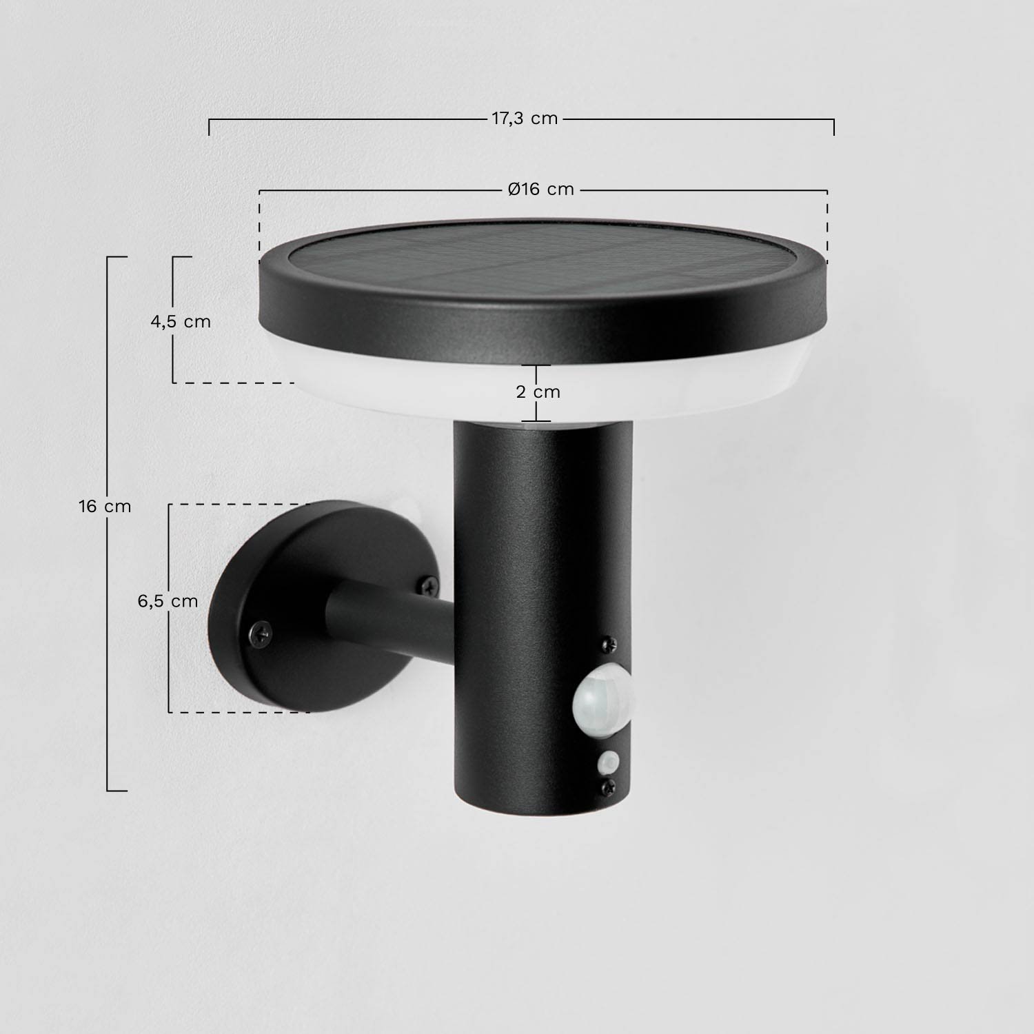 Applique d'extérieur solaire LED en acier inoxydable Ovint, mesures