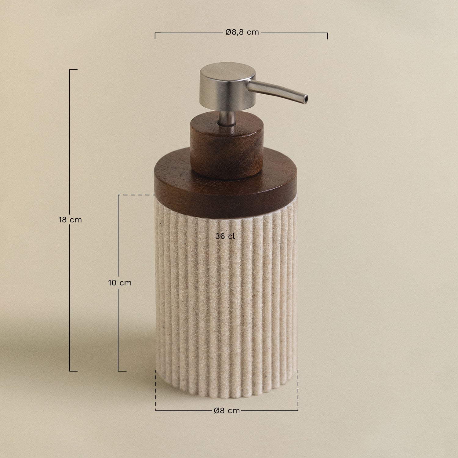 Distributeur de savon en polyrésine Wassila, mesures