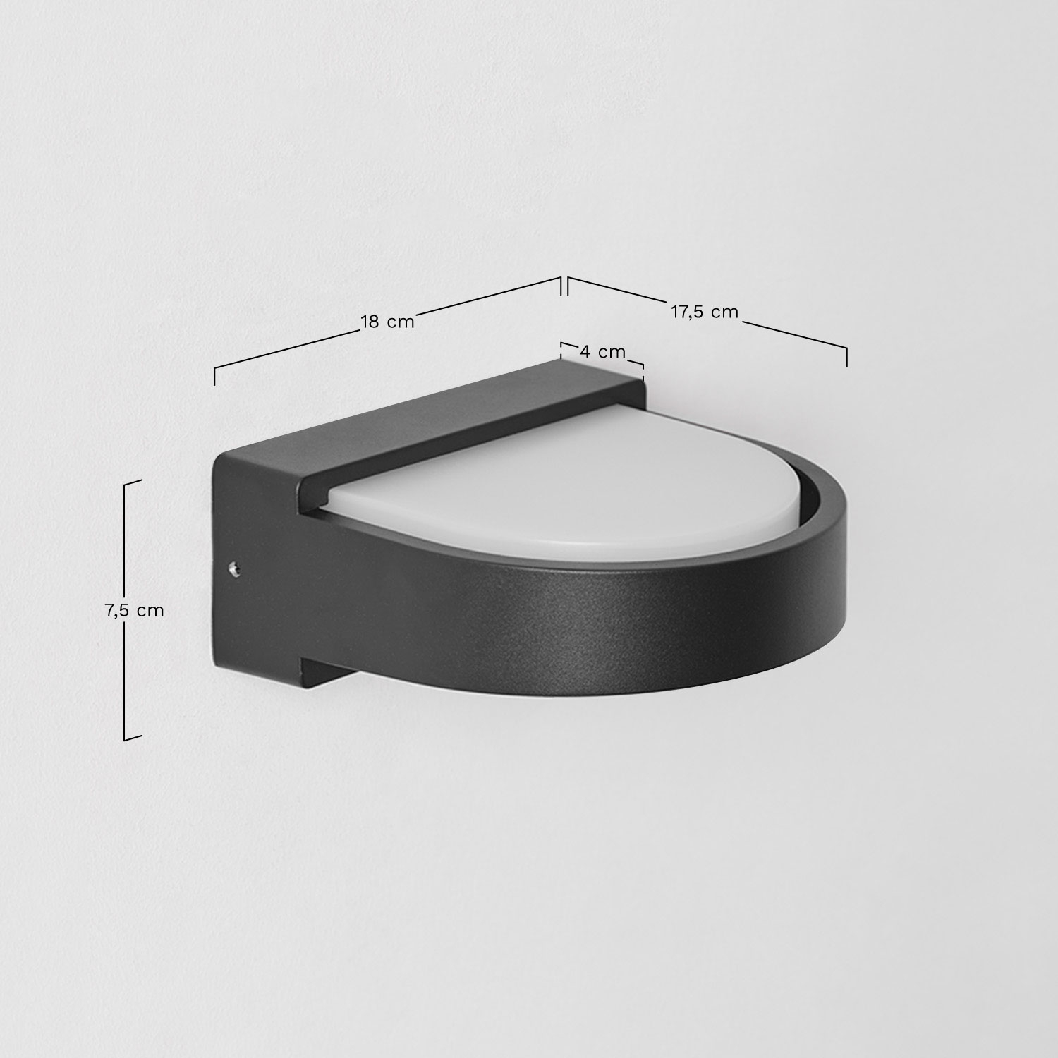 Applique murale LED pour extérieur en aluminium Uveria, mesures