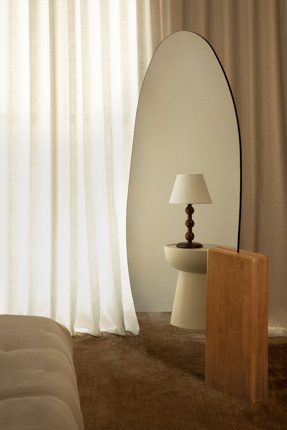 Miroir Sur Pied Rembourré Velours Blanc 60x160cm - Miroir Pleine Longueur SensaHome