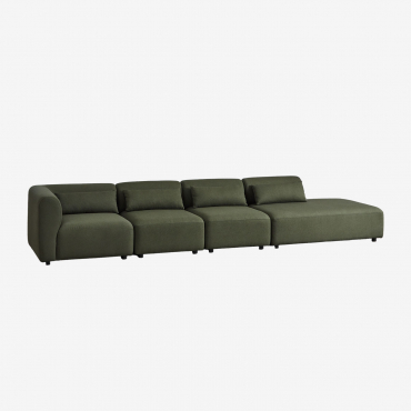 Canapé Modulaire D'angle 4 Pièces Fogler Avec Méridienne Droite Chenille Vert Sauge - Sklum