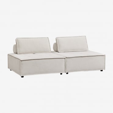 Canapé Modulable 2 Pièces En Tissu Vermont Tissu Beige Crème - Sklum