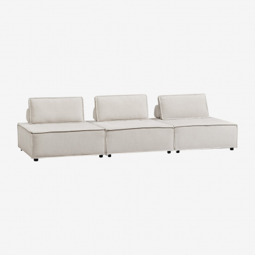 Canapé Modulable 3 Pièces En Tissu Vermont Tissu Beige Crème - Sklum