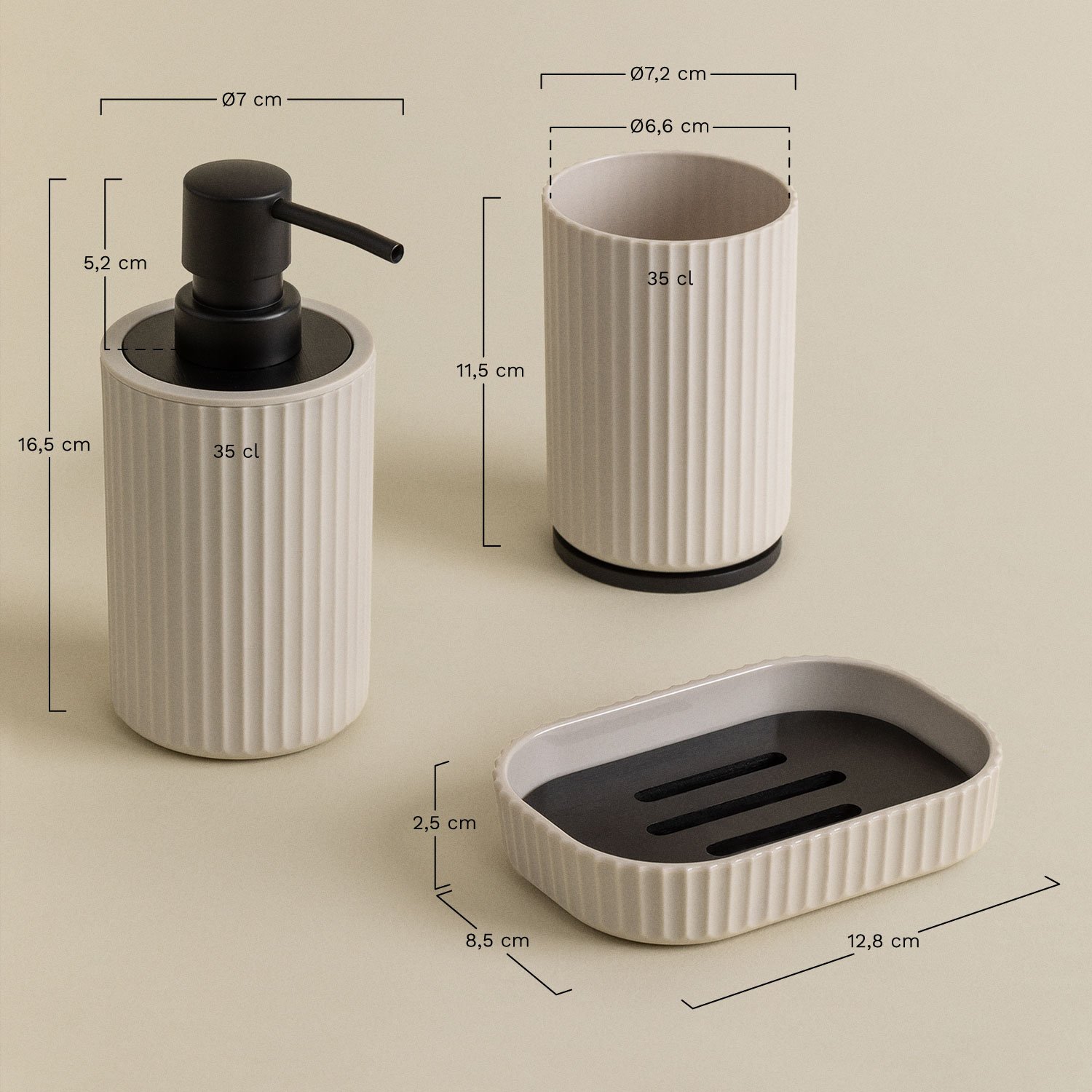 Ensemble de salle de bain Ozene en ABS et bambou, mesures