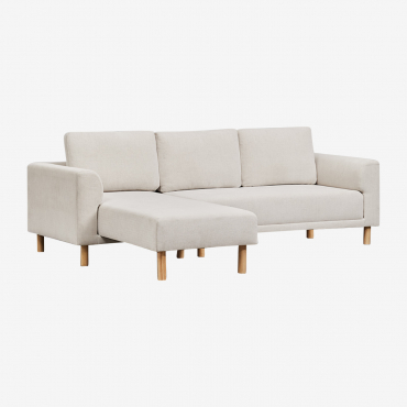 Canapé Méridienne 3 Places Caspian Beige Crème - Sklum