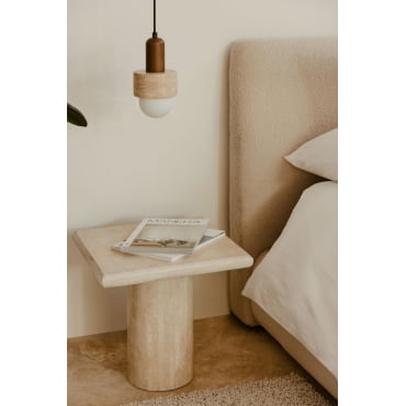 Table de nuit carrée en travertin de Lausanne