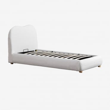 Canapé-lit Pliant En Laine D'agneau Winselet Chenille Blanc Ivoire & 90 X 190 Cm - Sklum