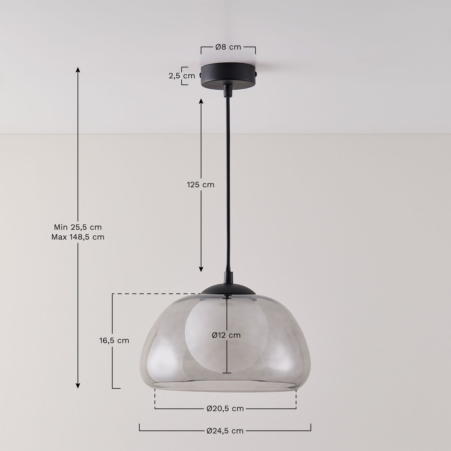 Plafonnier en cristal Erling , mesures
