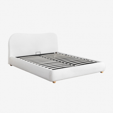 Canapé-lit Pliant En Laine D'agneau Winselet Chenille Blanc Ivoire & 160 X 200 Cm - Sklum