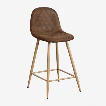 Lot De 4 Tabourets Hauts En Similicuir Glamm Café Diamond & ↑65 Cm & Bois Naturel - Sklum