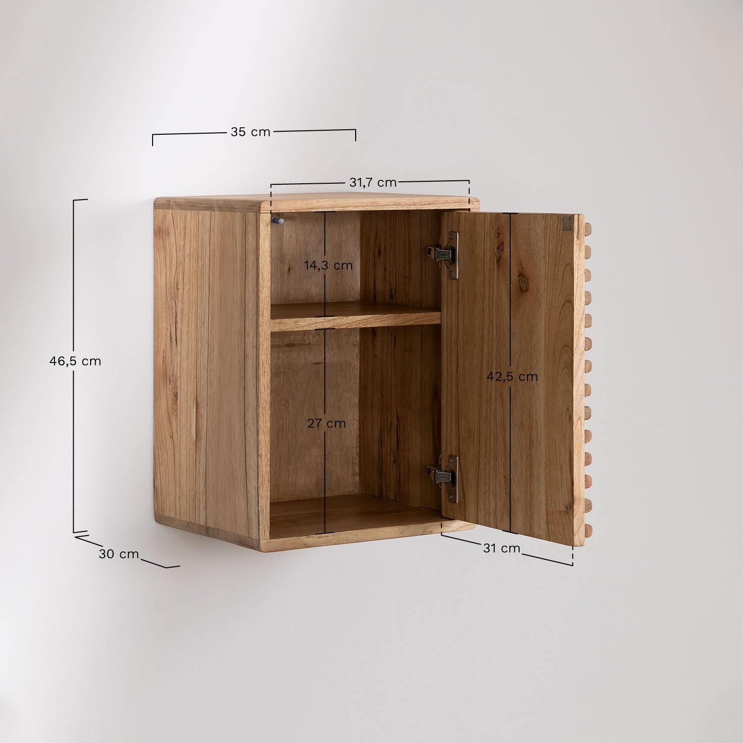 Armoire murale en bois Deleyna, mesures