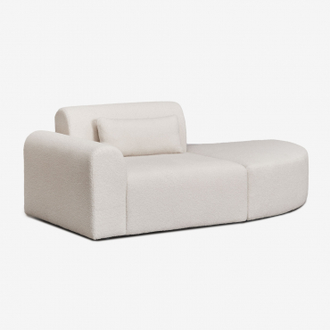 Canapé Modulable 1 Pièce D'angle Gauche Avec Pouf Triangulaire En Peau Lainée Borjan Chenille Blanc - Sklum