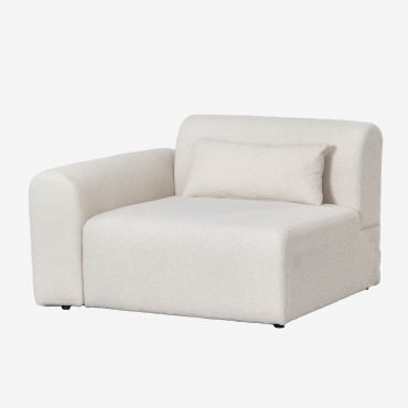 Module D'angle Gauche Pour Canapé Modulaire En Bouclette Borjan Chenille Blanc - Sklum
