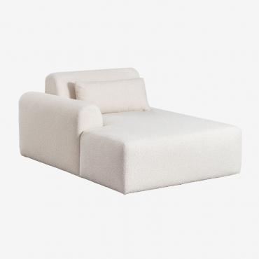 Module Méridienne Gauche Pour Canapé Modulaire En Bouclette Borjan Chenille Blanc - Sklum