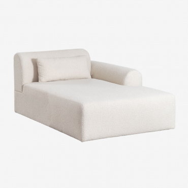 Module Méridienne Droite Pour Canapé Modulable En Peau Lainée Borjan Chenille Blanc - Sklum