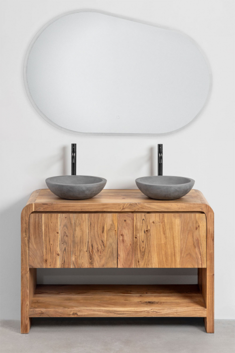 Ensemble de meuble de salle de bain en bois Vacry - Brun Acacia