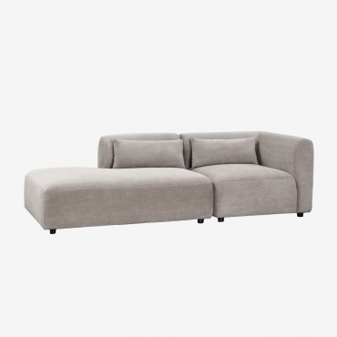 Canapé Modulaire D'angle 2 Pièces Fogler Avec Méridienne Gauche Velours Côtelé Gris Taupe Clair - Sklum