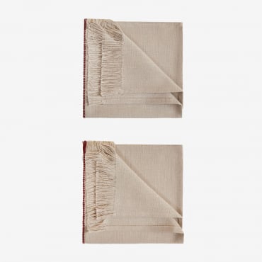 Lot De 2 Serviettes En Coton Viwela Blanc - Sklum