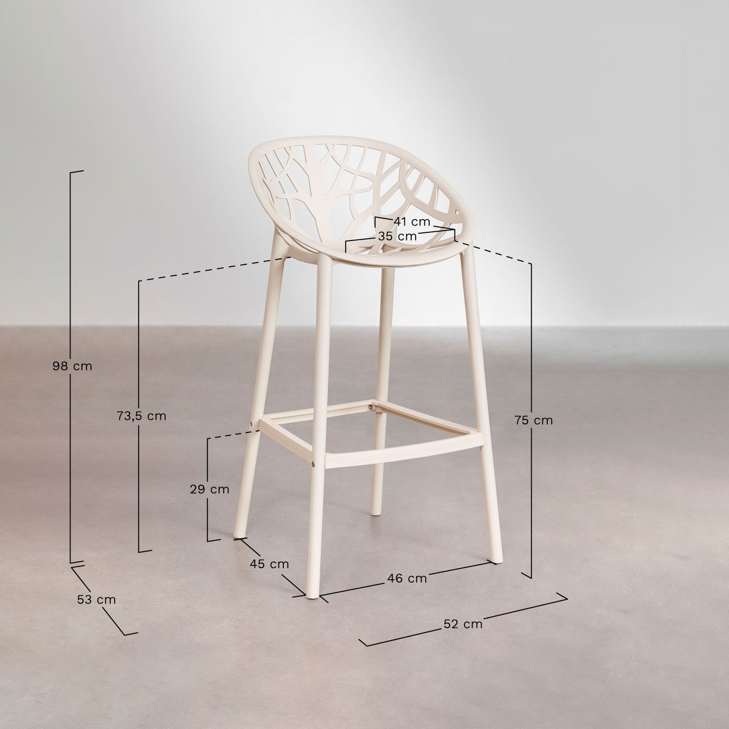 Tabouret de jardin haut en polypropylène Ores, mesures