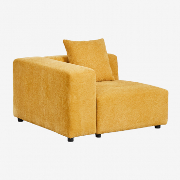 Module D'angle Gauche (115x113 Cm) Avec Accoudoir Haut Et Coussin Pour Canapé Modulaire Bruna Tissu Chenille Moutarde - Sklum