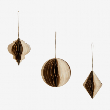 Lot De 3 Décorations De Noël En Papier Doreimi Jaune Or Vieux - Sklum