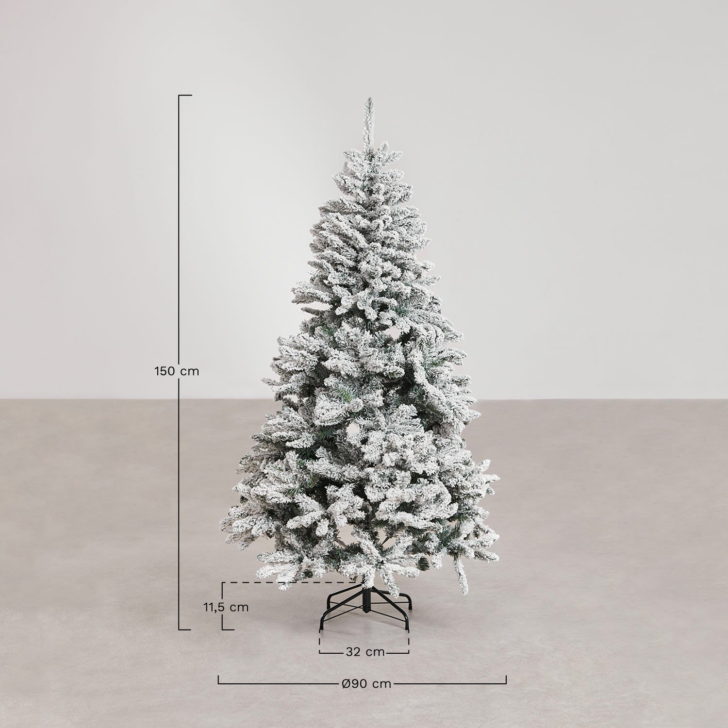 Sapin de Noël enneigé Aleix, mesures