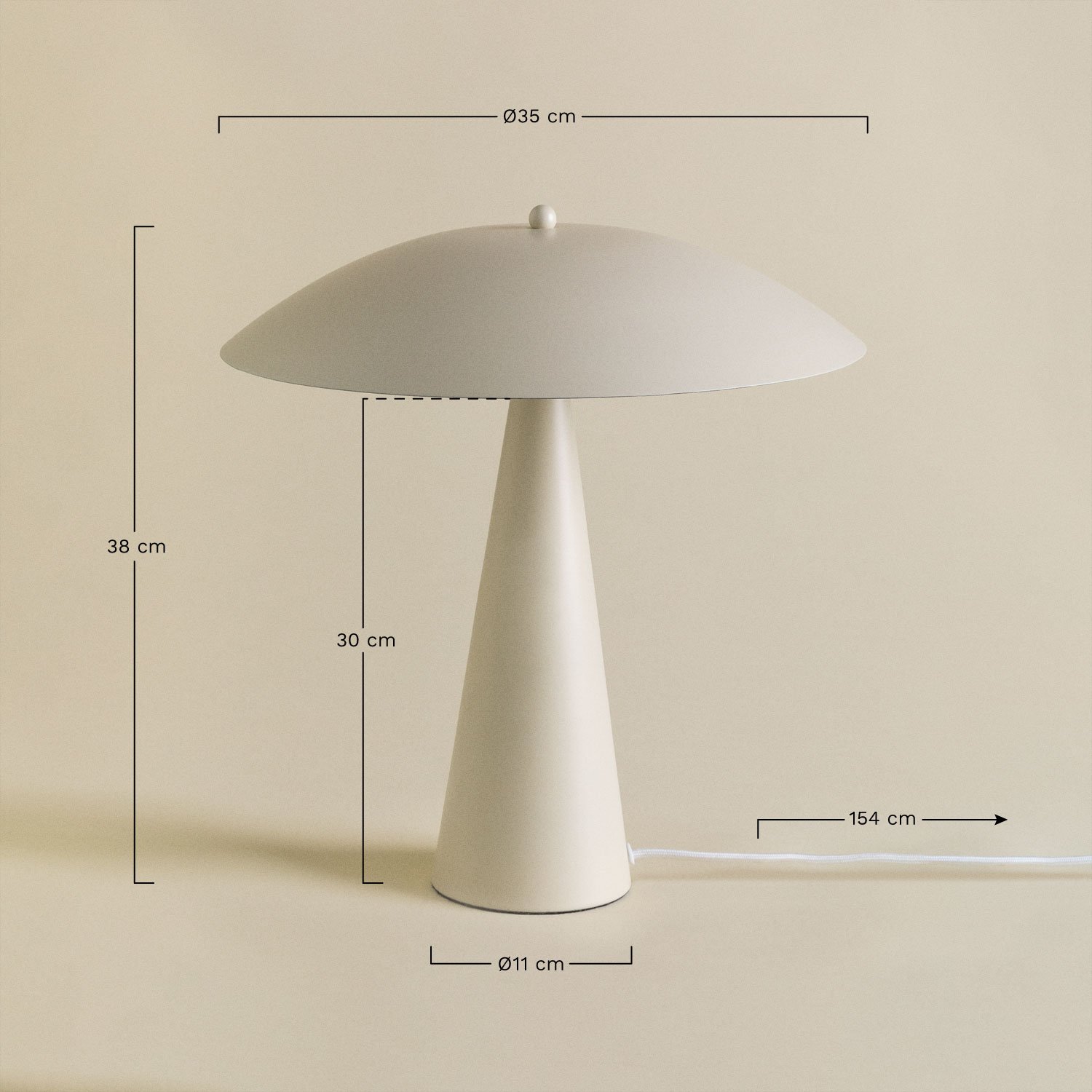 Lampe de table en fer Irune, mesures