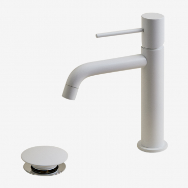 Ensemble Robinet D'évier Et Robinet De Vidange En Laiton Pour Évier De Type Orveta Click-clack Blanc & ↑20 Cm & Soupape Sans Trop-plein - Sklum