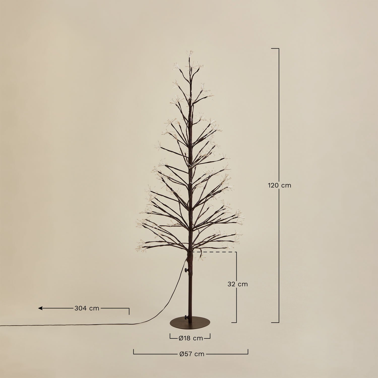 Arbre de Noël LED en fer Dorvin, mesures
