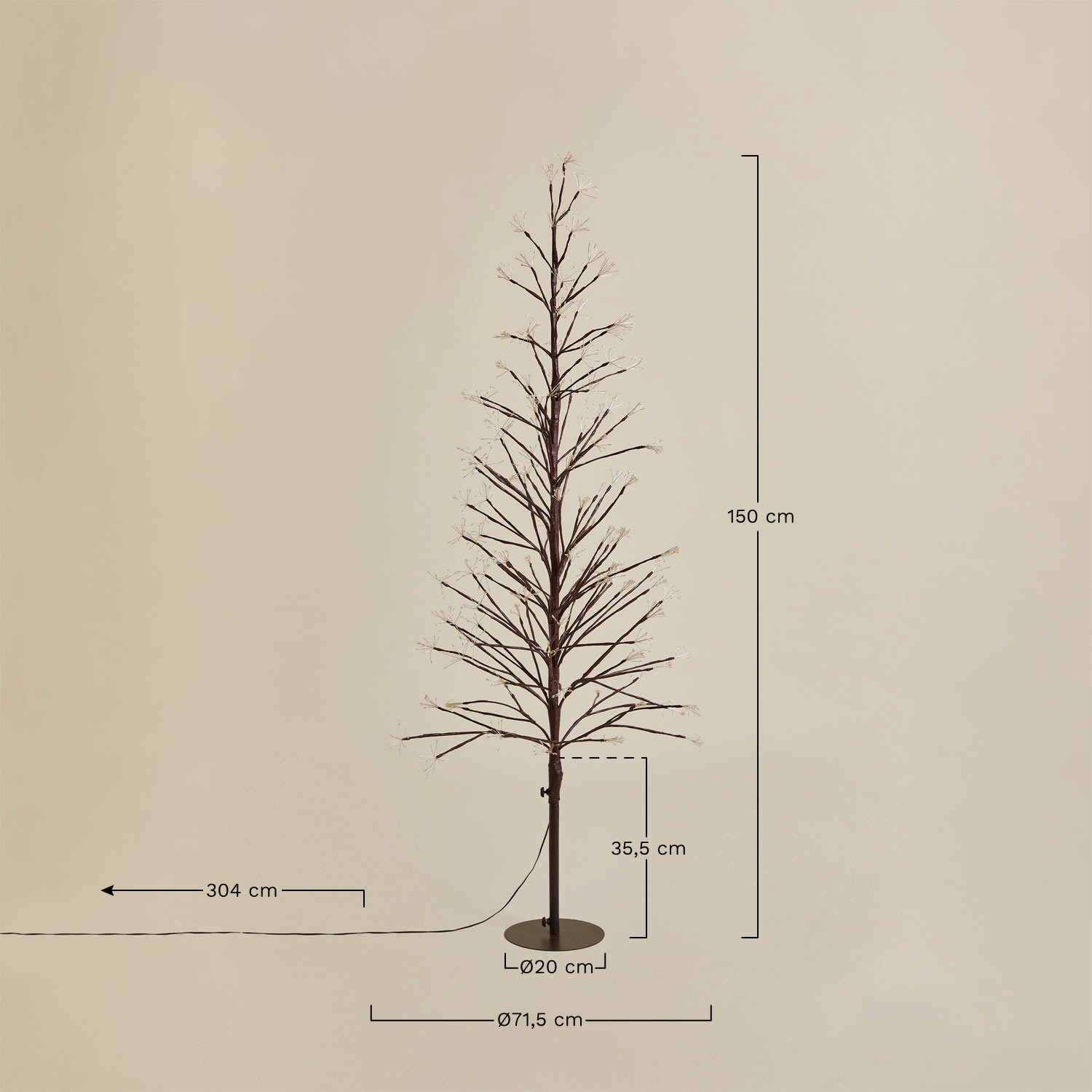 Arbre de Noël LED en fer Dorvin, mesures