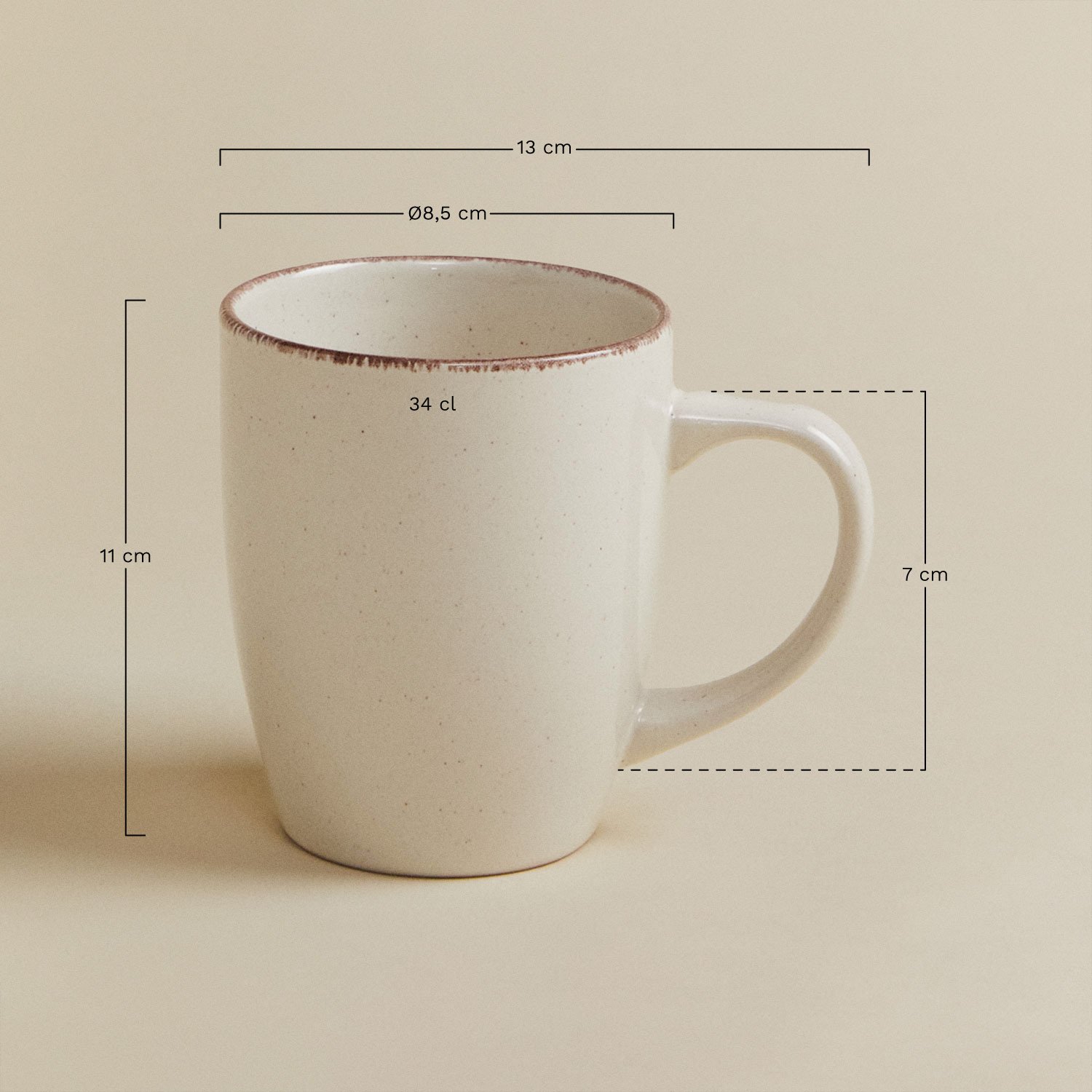 Pack de 2 tasses à café 34 cl en grès Ronilena, mesures