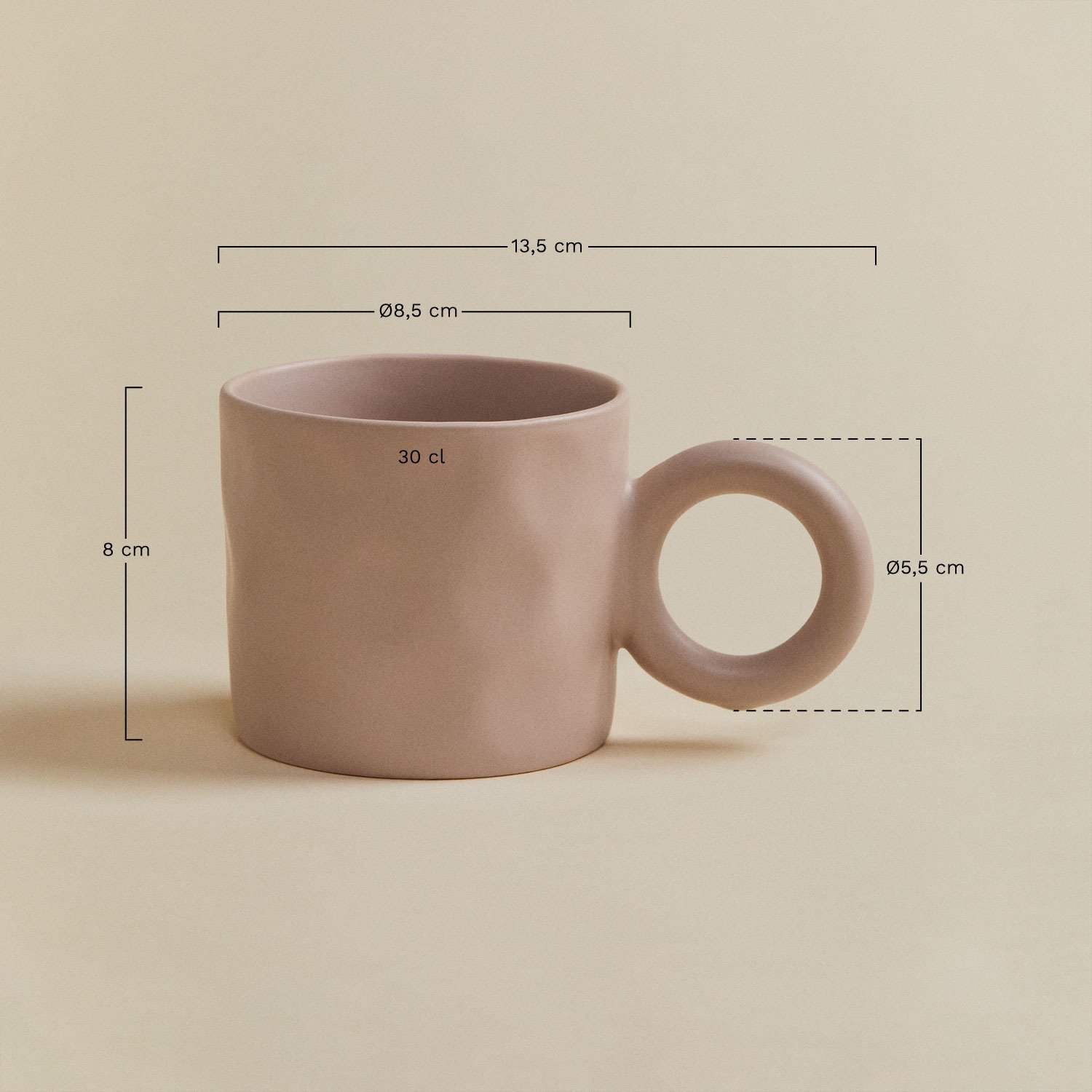 Pack de 2 tasses à café en new bone china 30 cl Guisla, mesures