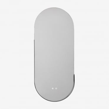 Miroir Mural Ovale 45x105 Cm Pour Salle De Bain Avec Lumière Led Et Anti-buée Vacson Noir - Sklum