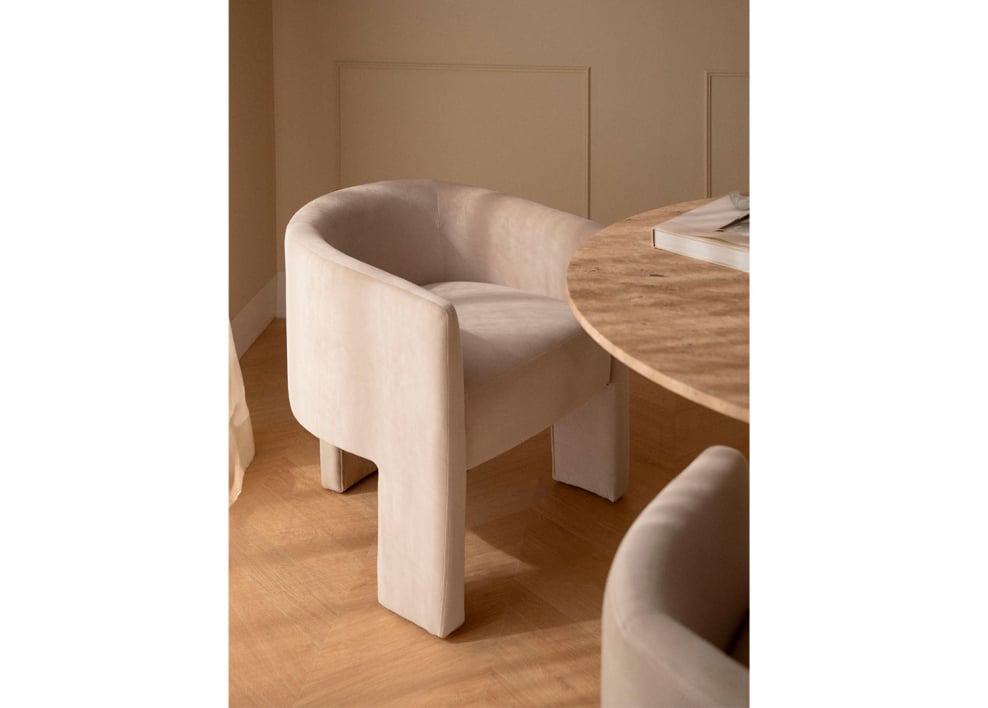 Chaise de salle à manger en velours Xastru - Beige