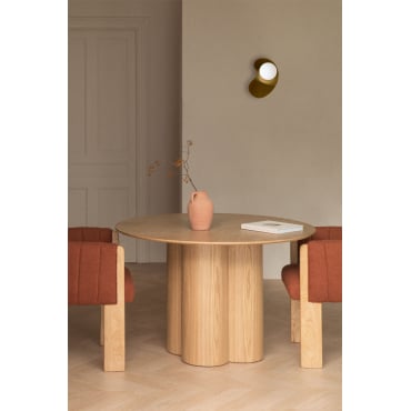 Table De Salle À Manger Ronde Ø120 Cm En Placage Et Mdf Athena Placage De Frêne - Sklum