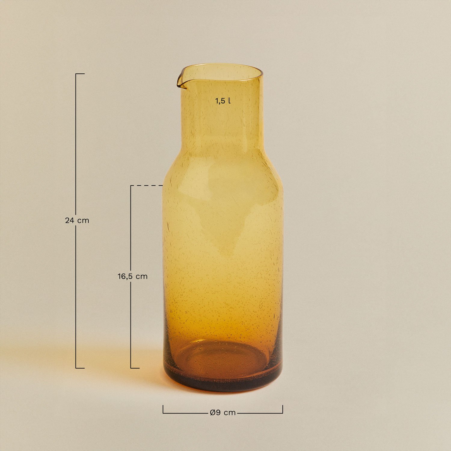 Pichet en verre Gulix 1,5 L, mesures