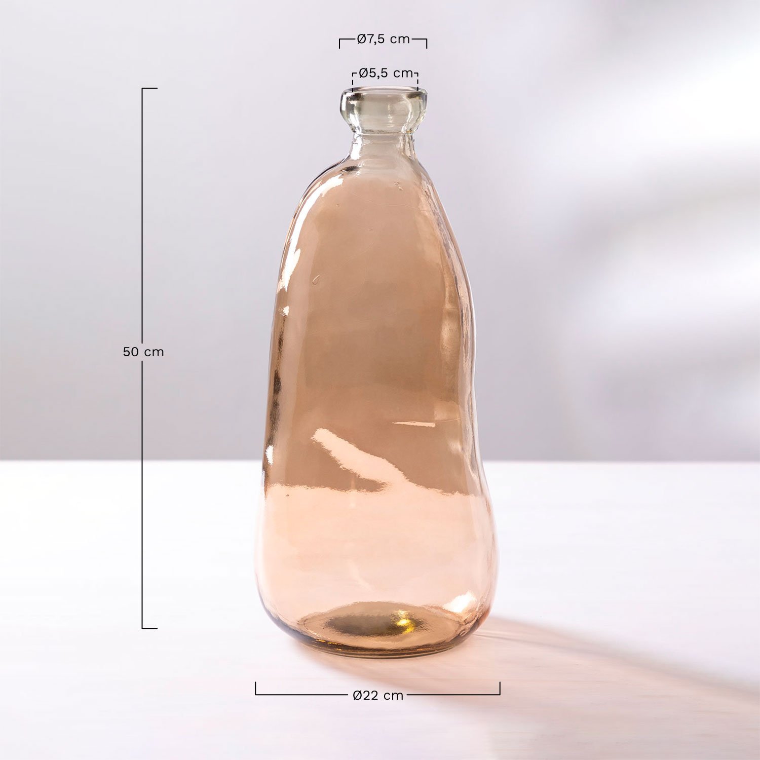 Vase en verre recyclé 50 cm Boyte, mesures