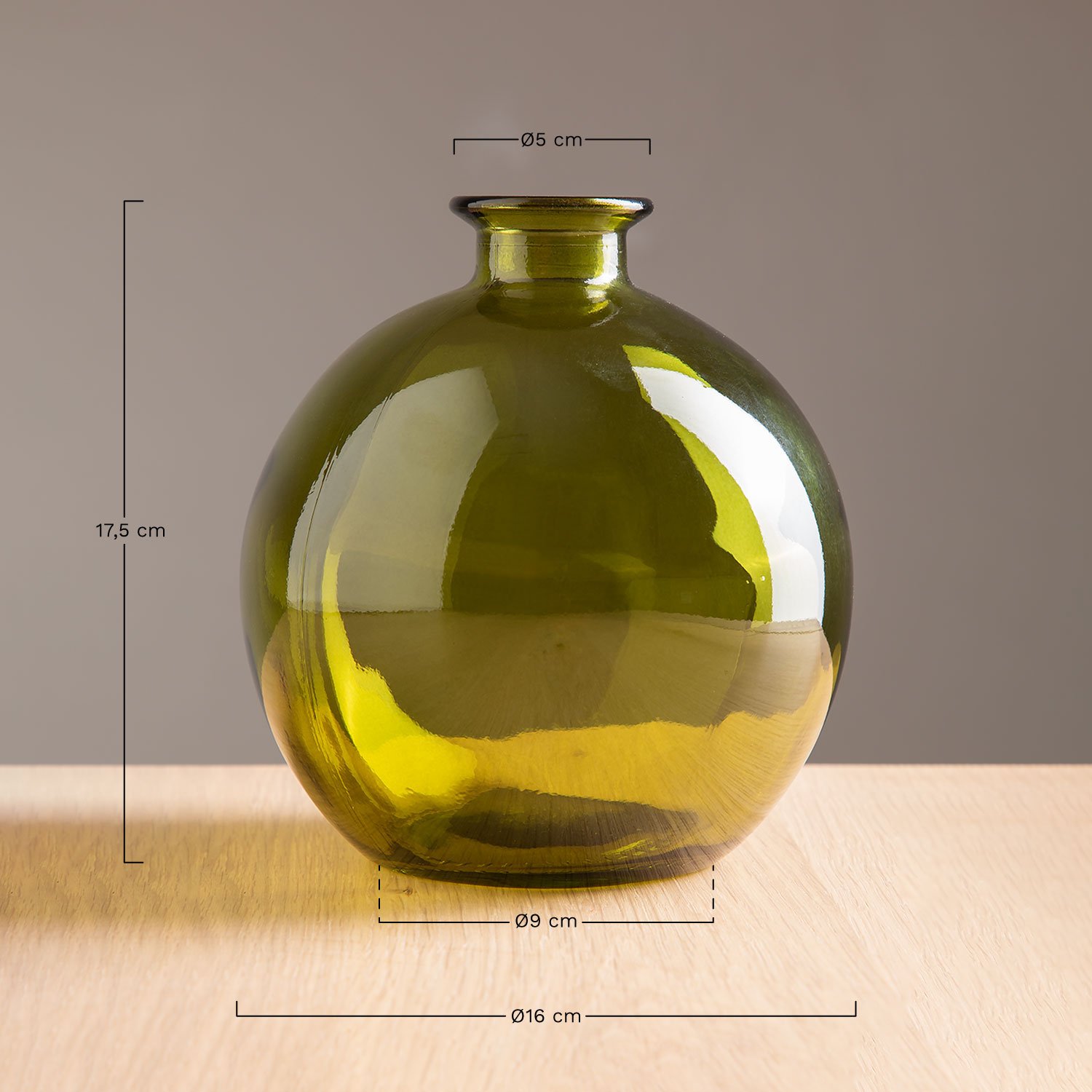 Vase en verre recyclé Kimma, mesures